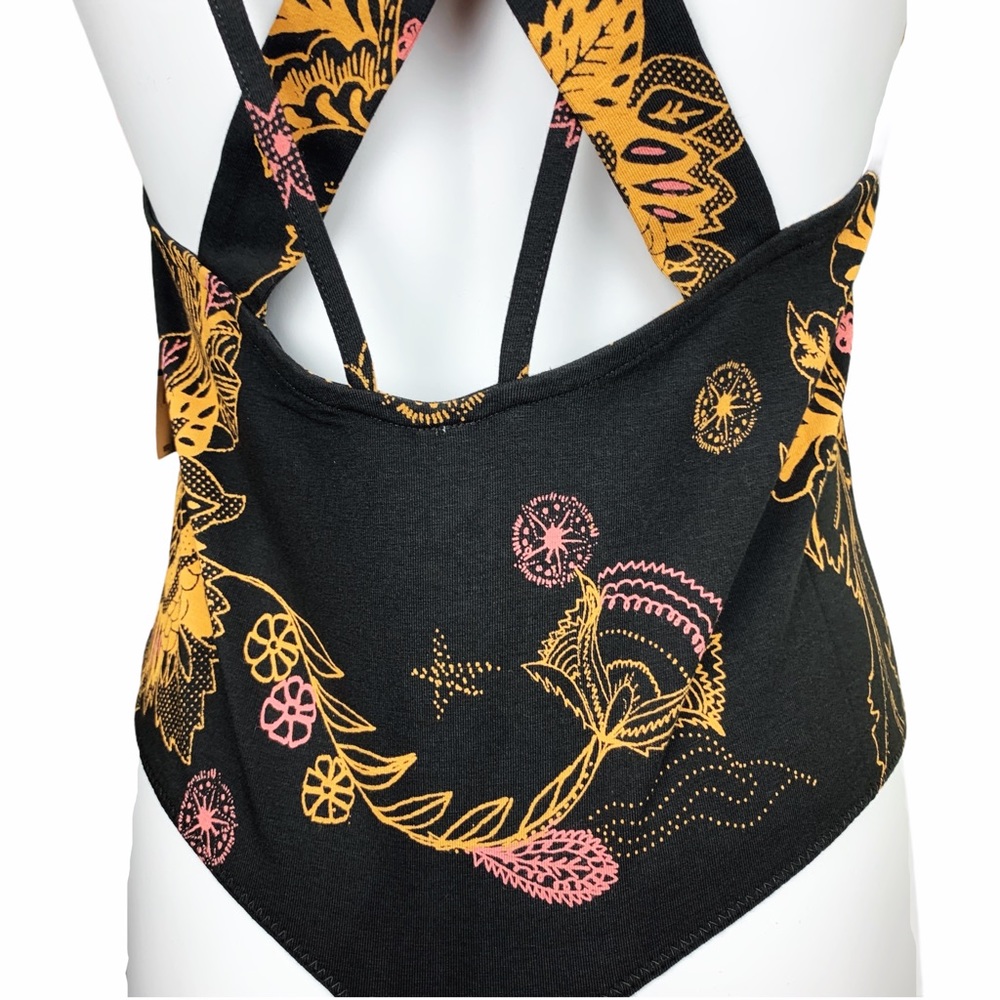 Free People Floral Black & Gold Bodysuit Large - Picture 9 of 14